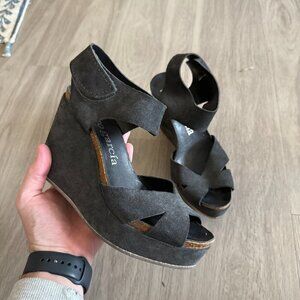 Pedro Garcia Wedge Sandals Size 36.5 Color Grey